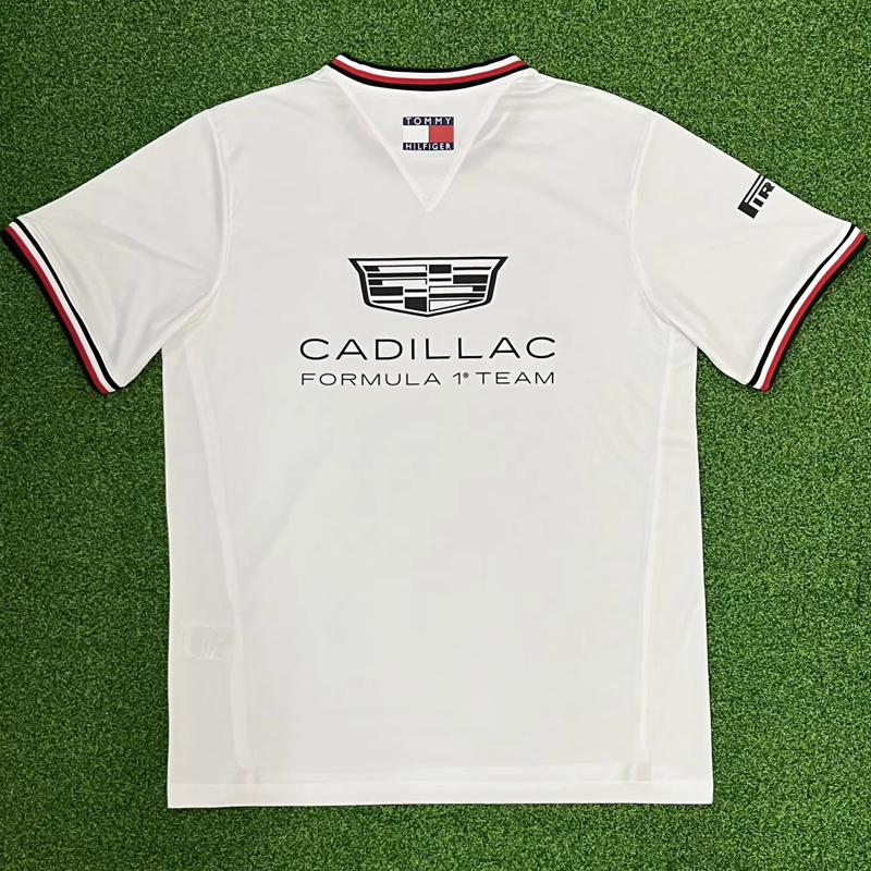 2026 Cadillac White T-Shirts Racing Suit (Football Jersey Size)(圆领)
