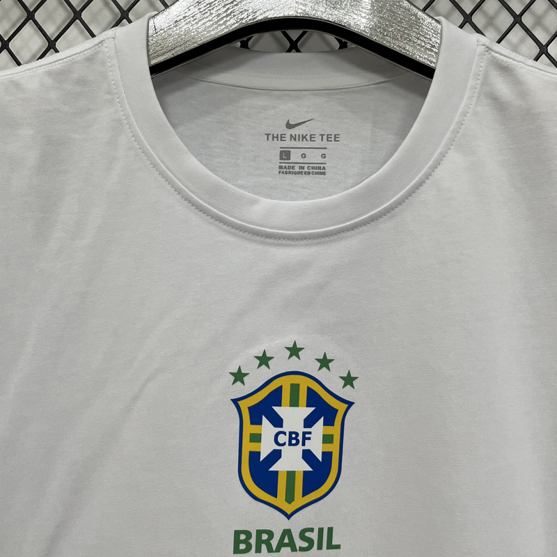 T296 Brazil White High Quality Casual T-Shirt