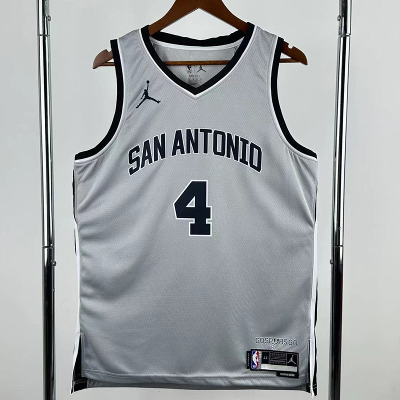 25-26 SA Spurs FOX #4 Grey Top Quality Hot Pressing NBA Jersey