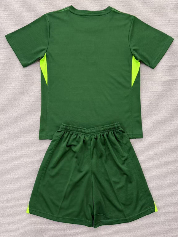 25-26 England Green Goalkeeper Kids Soccer Jersey