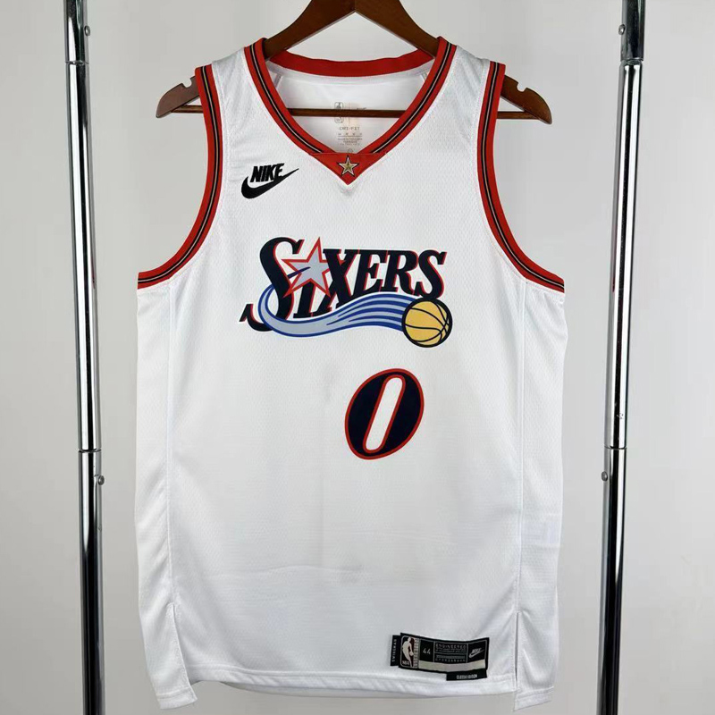 25-26 76ERS MAXEY #0 White Top Quality Hot Pressing NBA Jersey (V领)