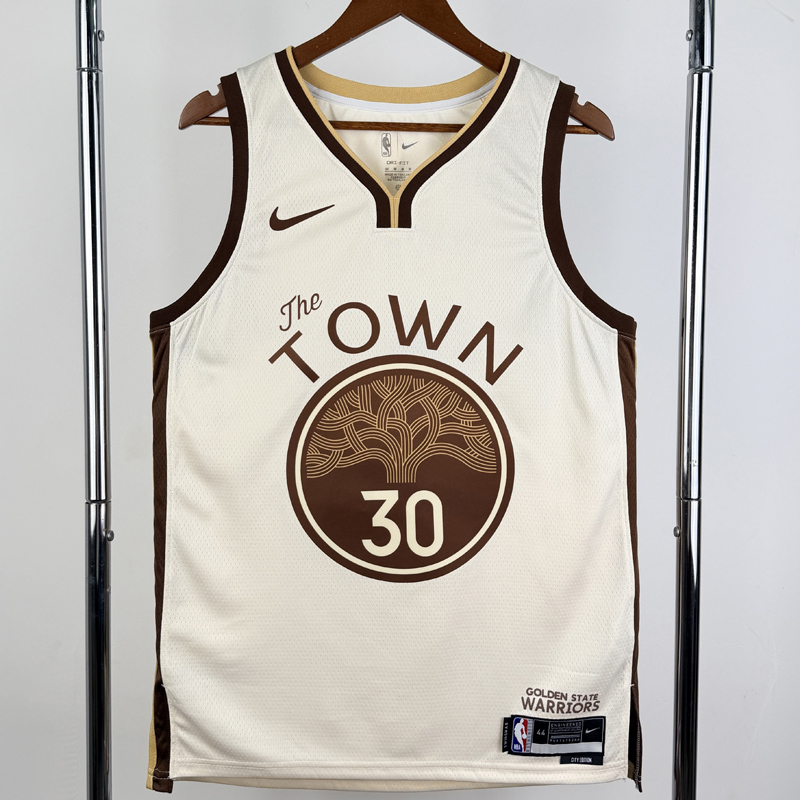 25-26 WARRIORS CURRY #30 Khaki City Edition Top Quality Hot Pressing NBA Jersey (V领)