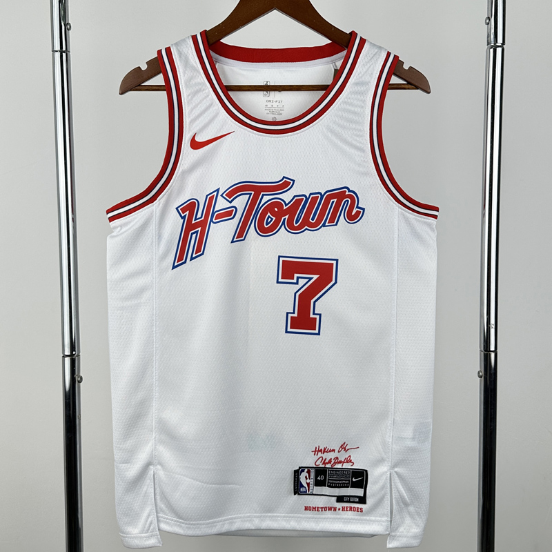 23-24 ROCKETS DURANT #7 White City Edition Top Quality Hot Pressing NBA Jersey