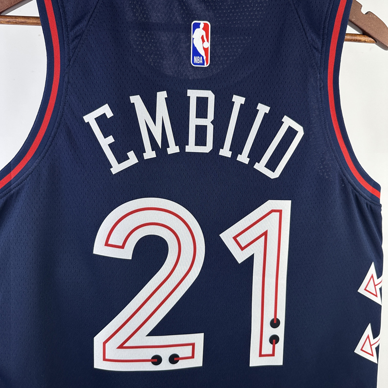 23-24 76ERS EMBIID #21 Dark Blue City Edition T...