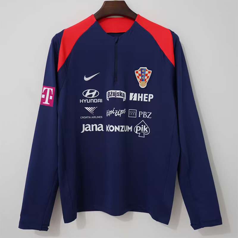 26-27 Croatia Royal blue Top Half Pull Tracksuit (半拉上衣)