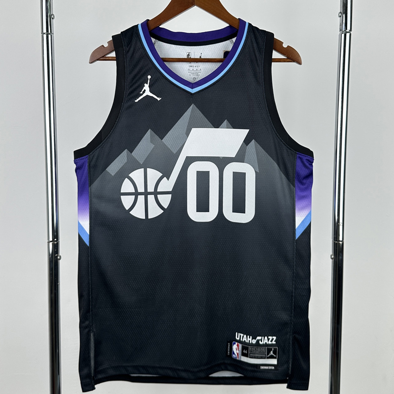 25-26 JAZZ MARKKANEN #00 Black Top Quality Hot Pressing NBA Jersey (Trapeze Edition) 飞人版