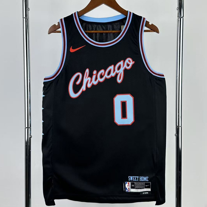 25-26 BULLS WHITE #0 Black City Edition Top Quality Hot Pressing NBA Jersey