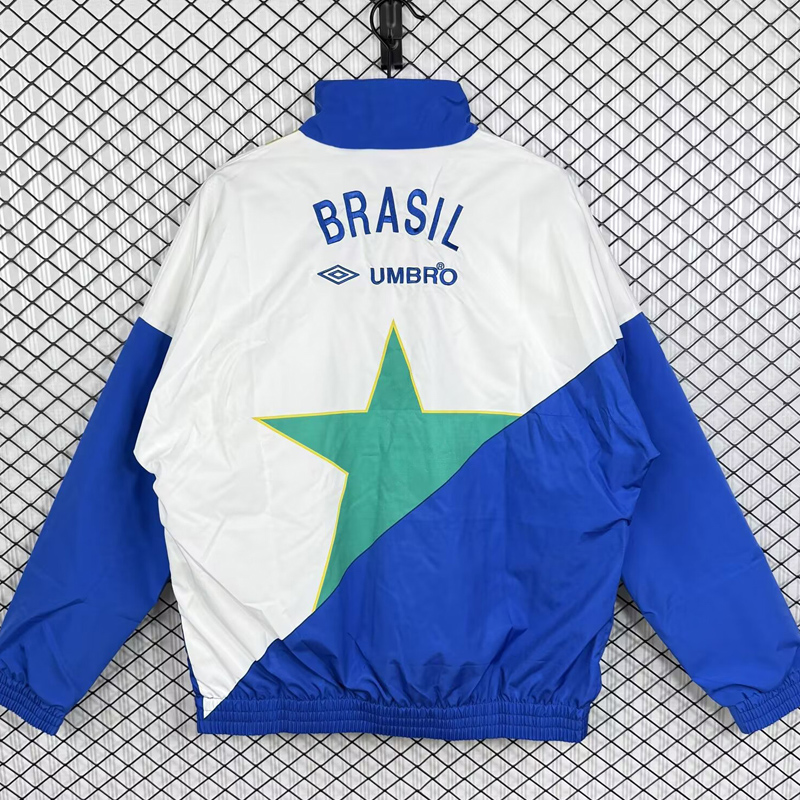 1993-1994 Brazil Blue white Retro Windbreaker