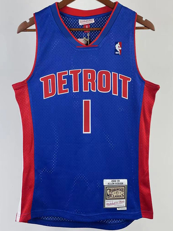 2008-09 Pistons IVERSON #1 Blue Retro Top Quali...