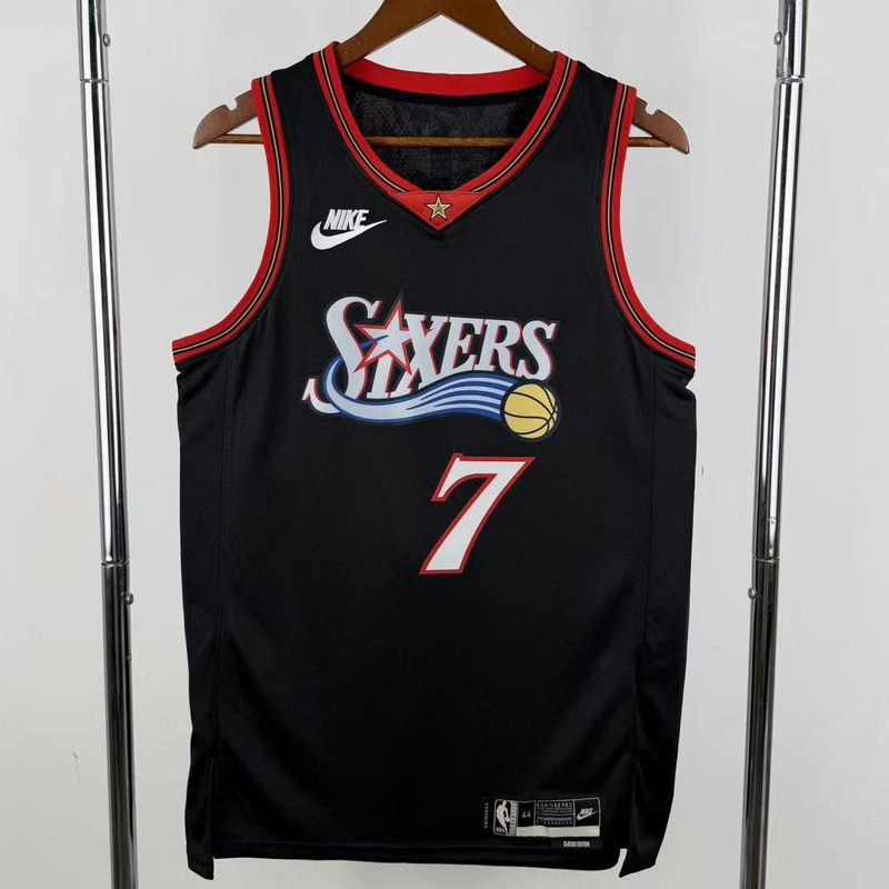 25-26 76ERS BROWN #7 Black Top Quality Hot Pressing NBA Jersey (V领)