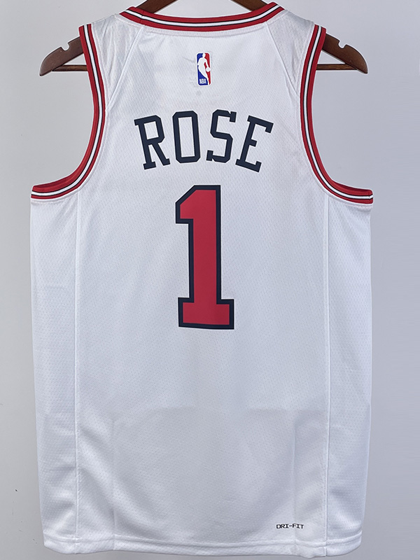 22-23 BULLS ROSE #1 White Top Quality Hot Press...