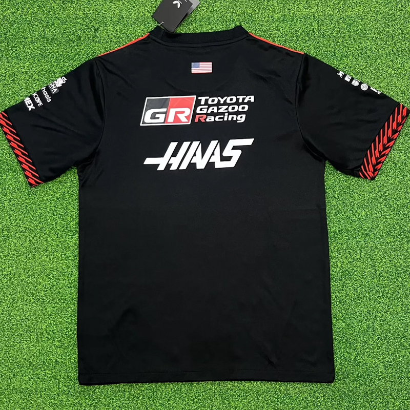 2026 Haas Black T-Shirts Racing Suit (Football Jersey Size)(圆领)