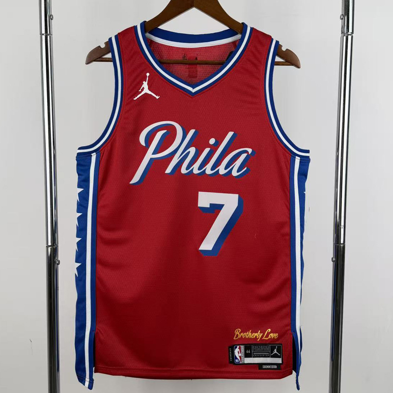 22-23 76ERS BROWN #7 Red Top Quality Hot Pressing NBA Jersey (Trapeze Edition) 飞人版