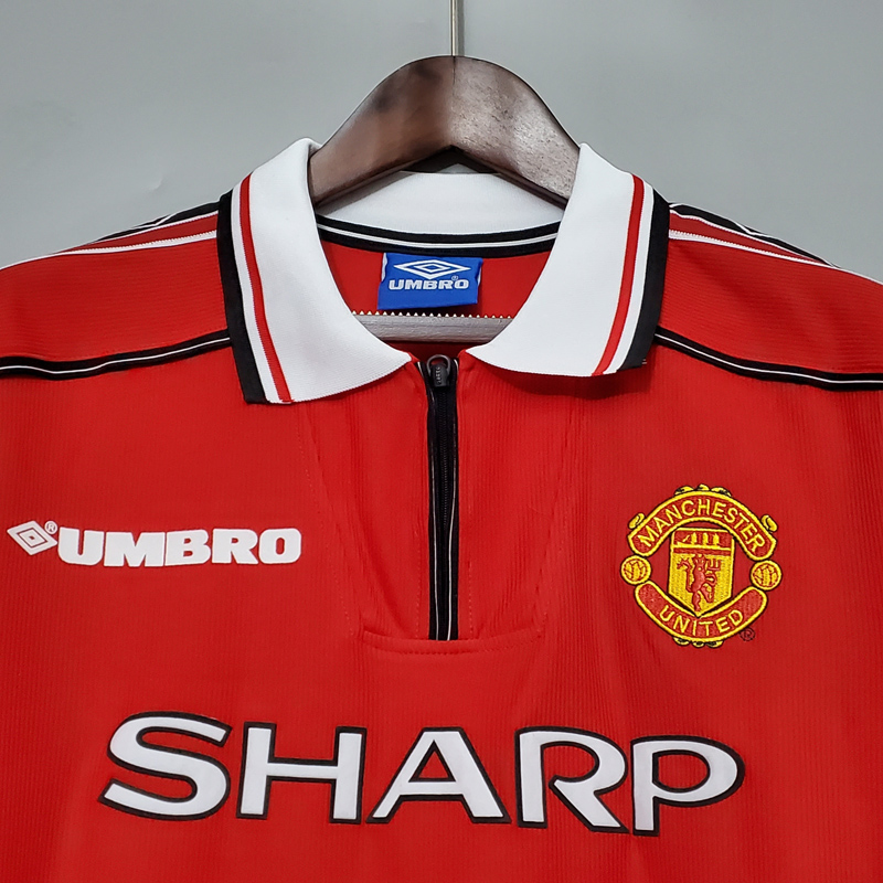 1998-1999 Man Utd Home Long Sleeve Retro Soccer...