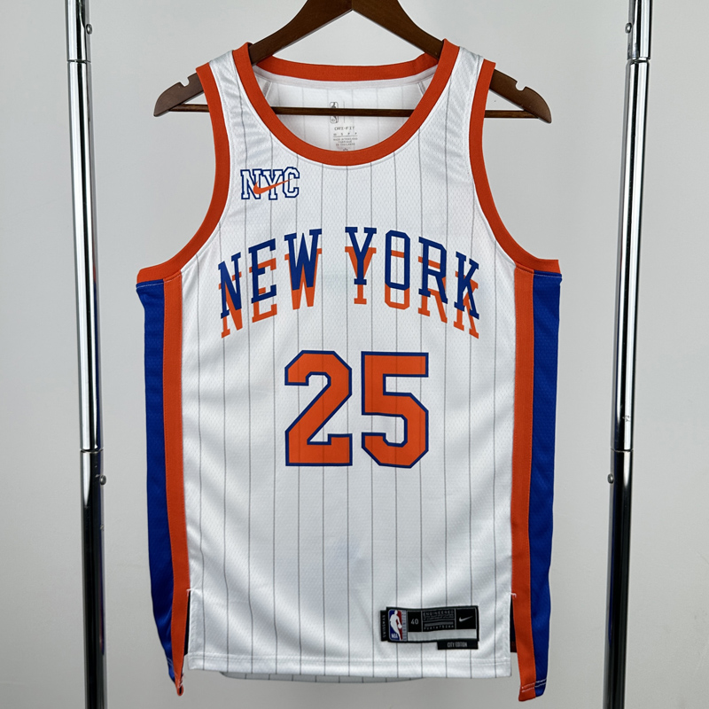 24-25 KNICKS BRIDGES #25 White City Edition Top Quality Hot Pressing NBA Jersey
