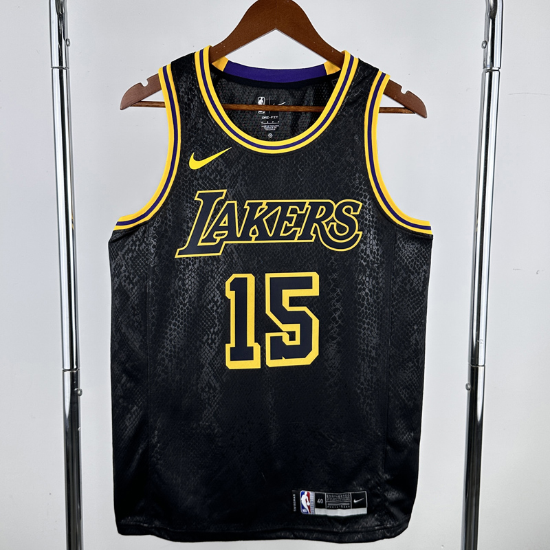 LAKERS REAVES #15 Black Top Quality Hot Pressing NBA Jersey(蛇纹)