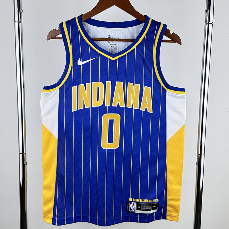 20-21 Indiana Pacers HALIBURTON #0 Blue City Edition Top Quality Hot Pressing NBA Jersey