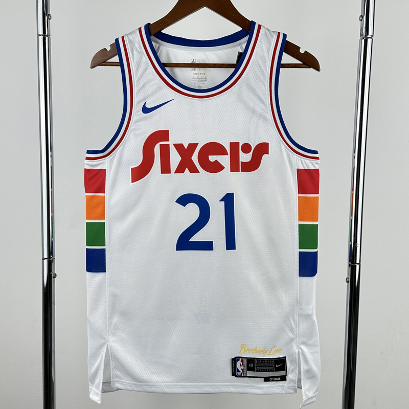 24-25 76ERS EMBIID #21 White City Edition Top Quality Hot Pressing NBA Jersey