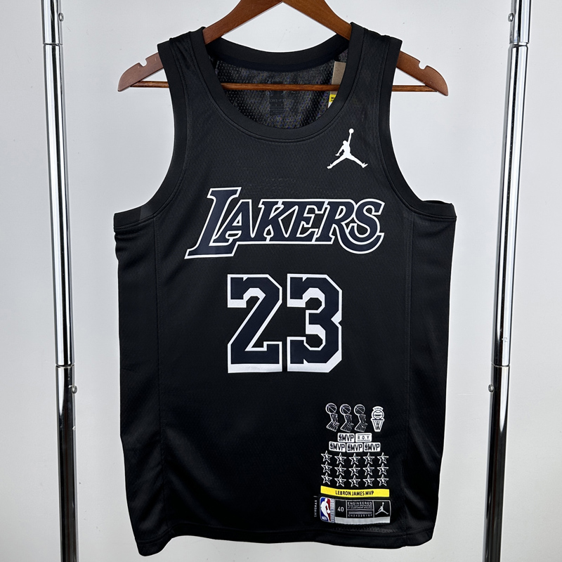 LAKERS JAMES #23 Black Top Quality Hot Pressing NBA Jersey (荣耀版)